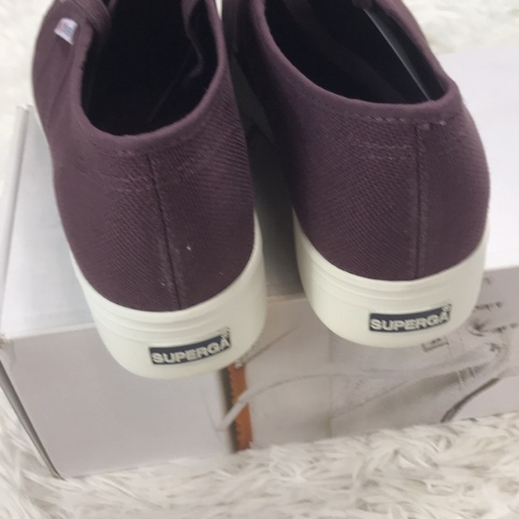 NIB Superga Red Dark Wine Platform Sneakers - Picture 6 of 8